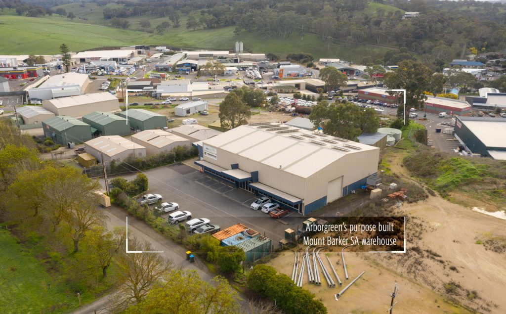 A birds eye view of Arborgreen's warehouse at Mount Barker South Australia - August 2019